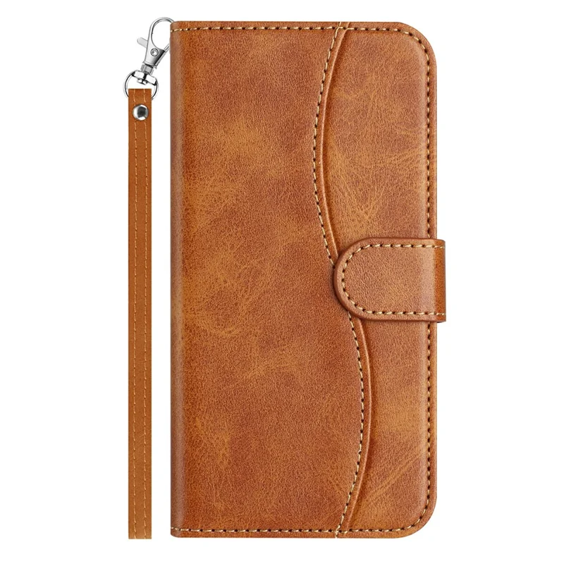 Stand Case for Oppo Find X8 Pro 5G PU Leather Wallet Phone Cover S Shape Stitching Design with Strap - Brown