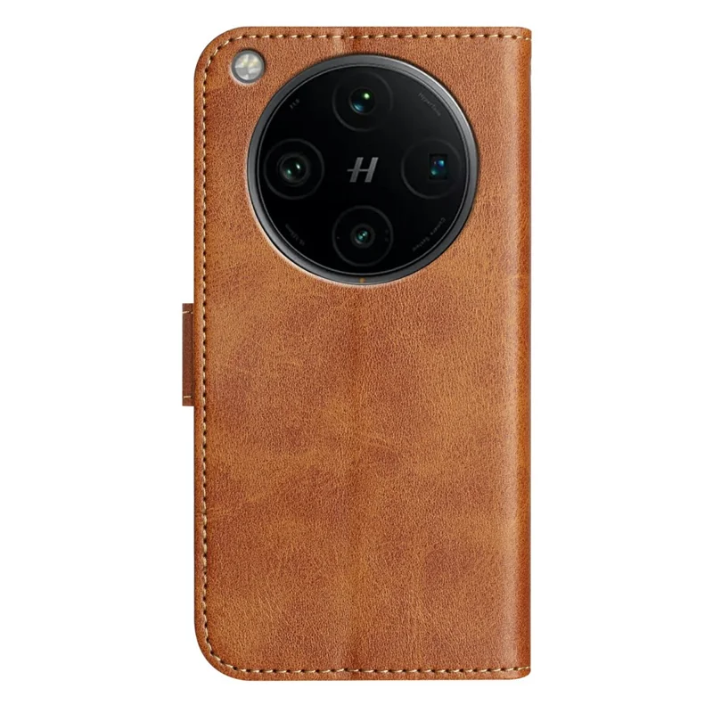 Stand Case for Oppo Find X8 Pro 5G PU Leather Wallet Phone Cover S Shape Stitching Design with Strap - Brown