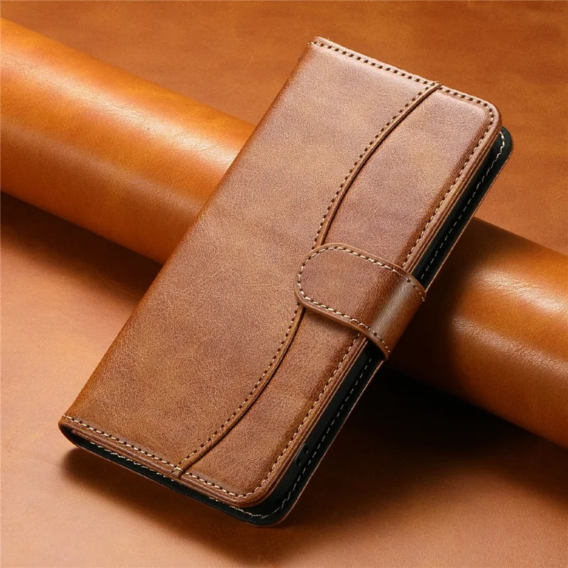Stand Case for Oppo Find X8 Pro 5G PU Leather Wallet Phone Cover S Shape Stitching Design with Strap - Brown