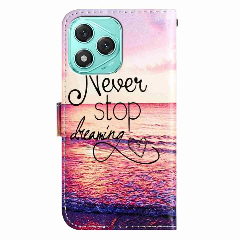 Wallet Case for Honor 400 Lite 5G Printed Pattern PU Leather Stand Phone Cover with Strap - Never Stop Dreaming