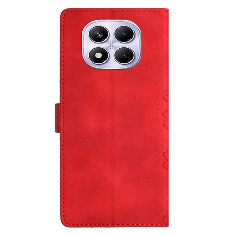 For Xiaomi Redmi Note 14 Pro 4G Case Butterfly Flower Pattern Skin-Touch Leather Phone Cover - Red