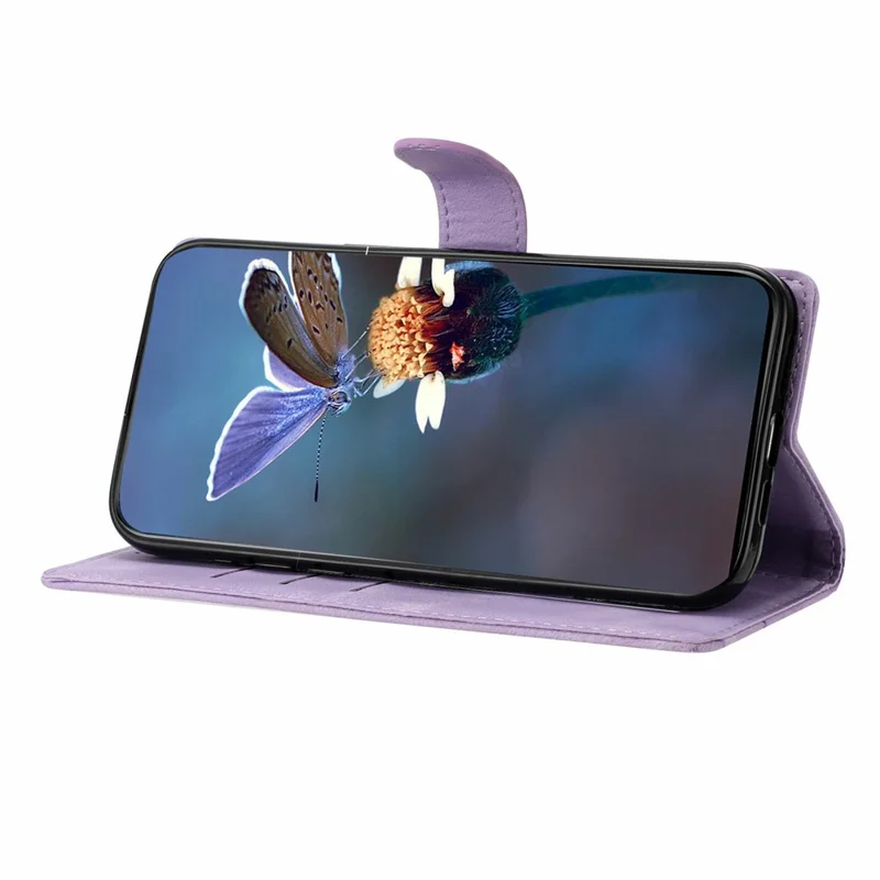 For Xiaomi Redmi Note 14 Pro 4G Case Butterfly Flower Pattern Skin-Touch Leather Phone Cover - Purple
