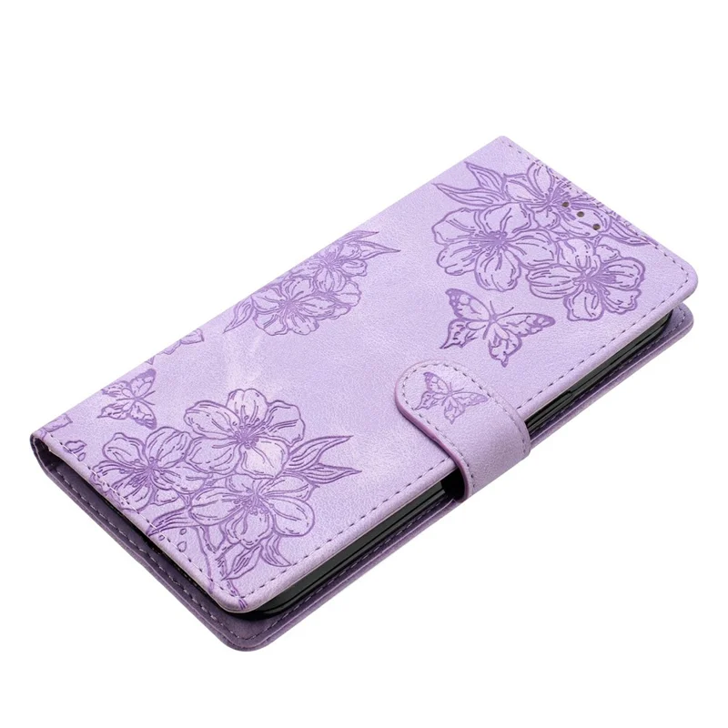 For Xiaomi Redmi Note 14 Pro 4G Case Butterfly Flower Pattern Skin-Touch Leather Phone Cover - Purple