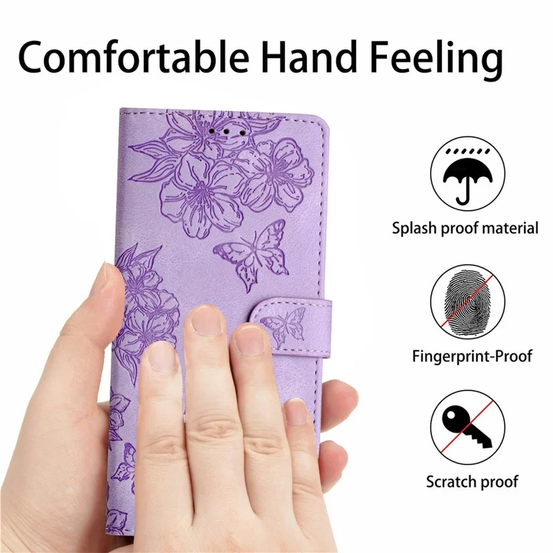For Xiaomi Redmi Note 14 Pro 4G Case Butterfly Flower Pattern Skin-Touch Leather Phone Cover - Purple