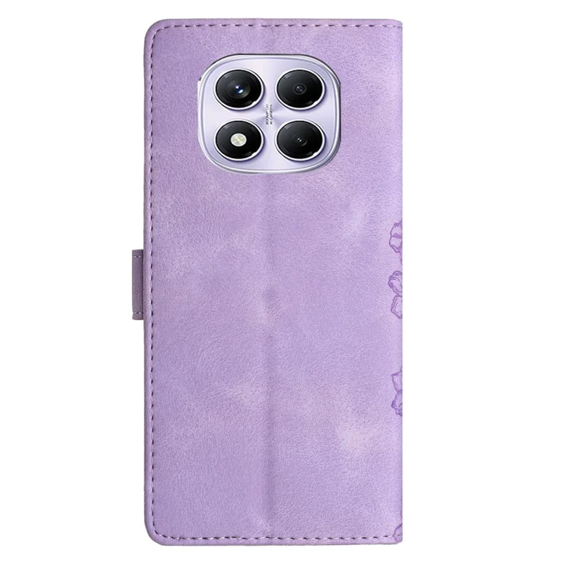 For Xiaomi Redmi Note 14 Pro 4G Case Butterfly Flower Pattern Skin-Touch Leather Phone Cover - Purple