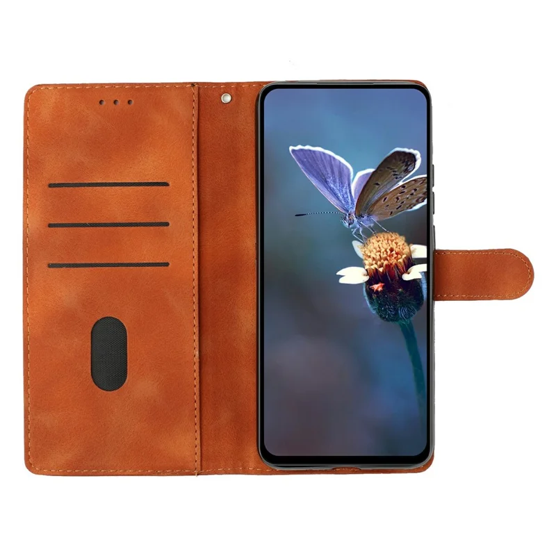 For Xiaomi Redmi Note 14 Pro 4G Case Butterfly Flower Pattern Skin-Touch Leather Phone Cover - Brown