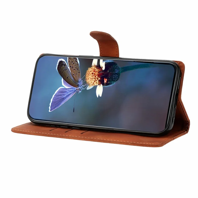 For Xiaomi Redmi Note 14 Pro 4G Case Butterfly Flower Pattern Skin-Touch Leather Phone Cover - Brown