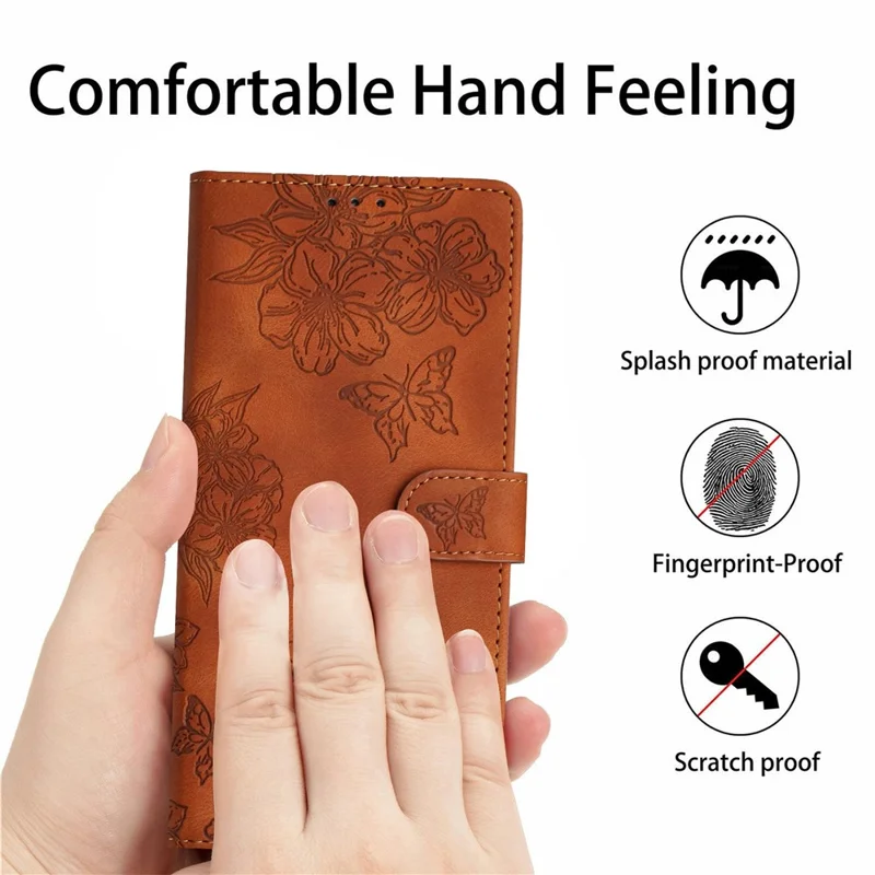 For Xiaomi Redmi Note 14 Pro 4G Case Butterfly Flower Pattern Skin-Touch Leather Phone Cover - Brown