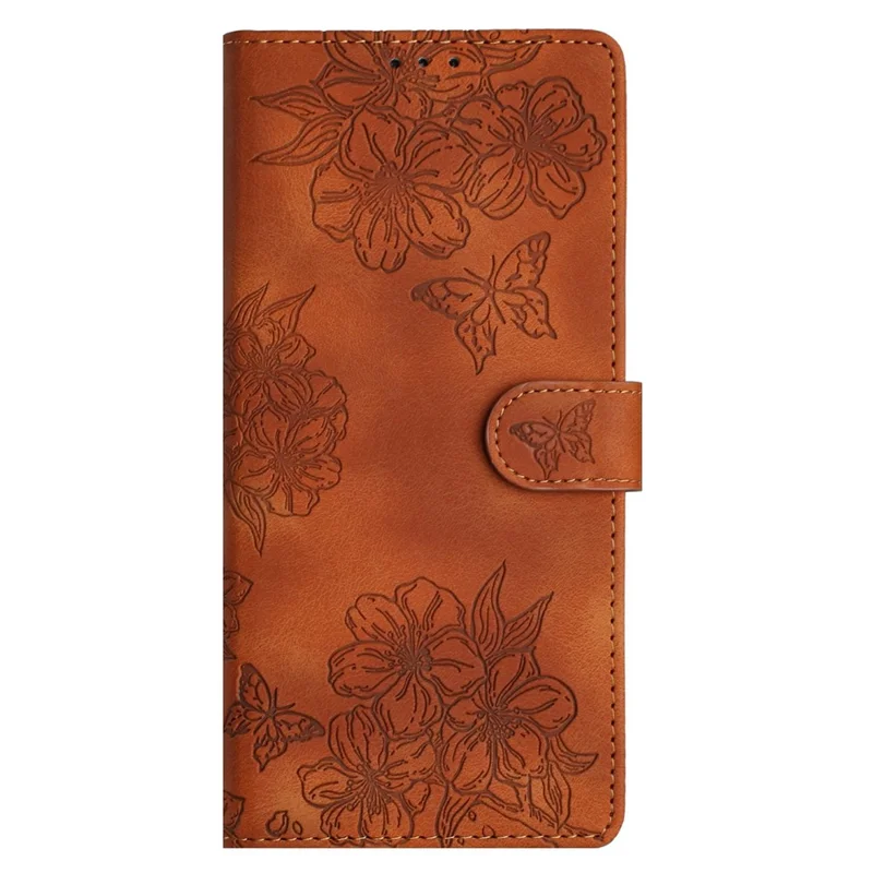 For Xiaomi Redmi Note 14 Pro 4G Case Butterfly Flower Pattern Skin-Touch Leather Phone Cover - Brown