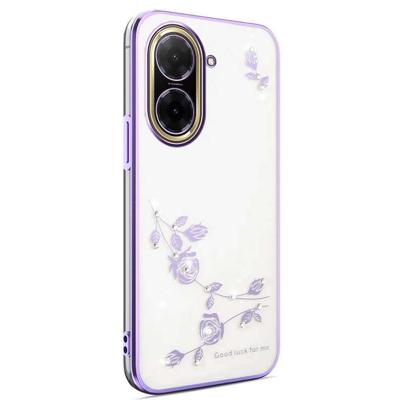 KADEM Für Xiaomi Redmi A5 4G (171,7 mm) / Poco C71 4G Hülle Blume Rhinestone Dekor Elektroplattierung TPU Handyhülle - Lila