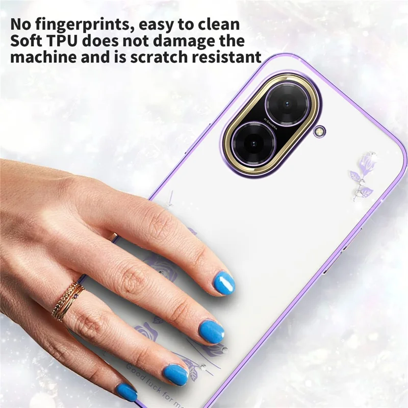KADEM Für Xiaomi Redmi A5 4G (171,7 mm) / Poco C71 4G Hülle Blume Rhinestone Dekor Elektroplattierung TPU Handyhülle - Lila