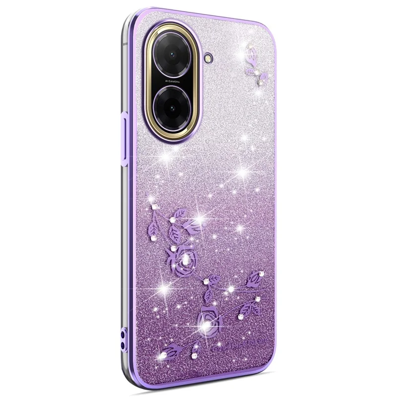 KADEM Para Xiaomi Redmi A5 4G (171,7mm) / Poco C71 4G Capa de Telefone TPU Flexível com Estampa Floral em Gradiente - Roxo