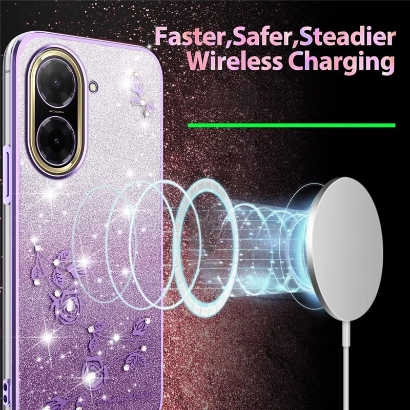 KADEM Para Xiaomi Redmi A5 4G (171,7mm) / Poco C71 4G Capa de Telefone TPU Flexível com Estampa Floral em Gradiente - Roxo