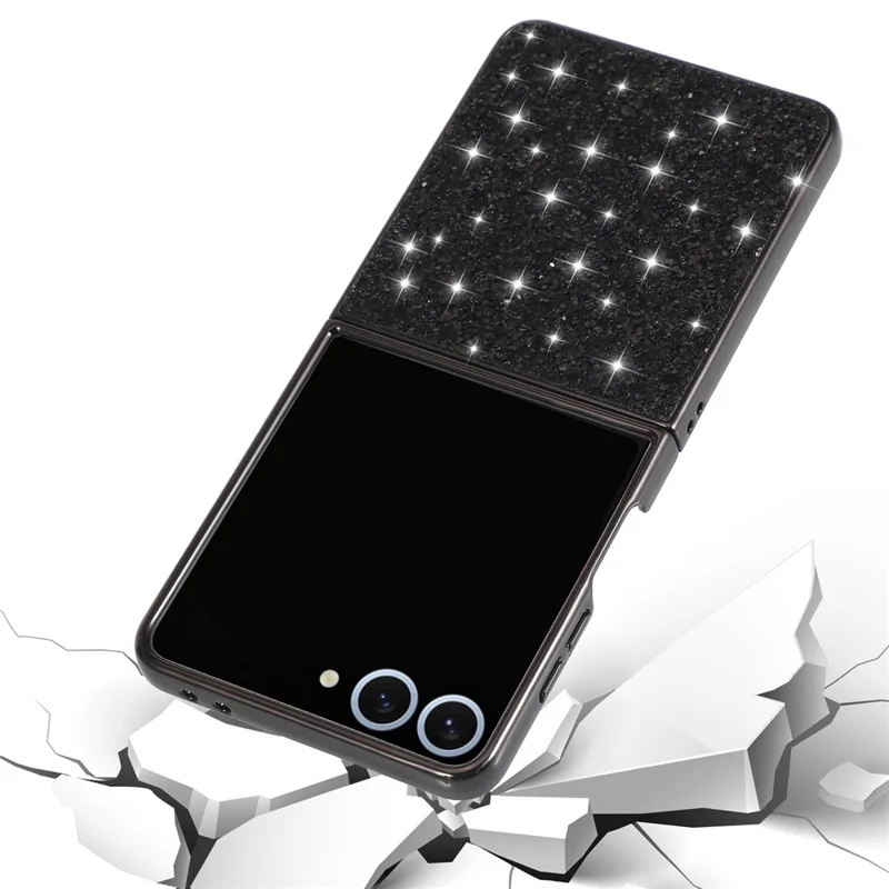 Для Samsung Galaxy Z Flip7 5G Чехол ПК Блестящий Блесток Задняя крышка телефона - Черный