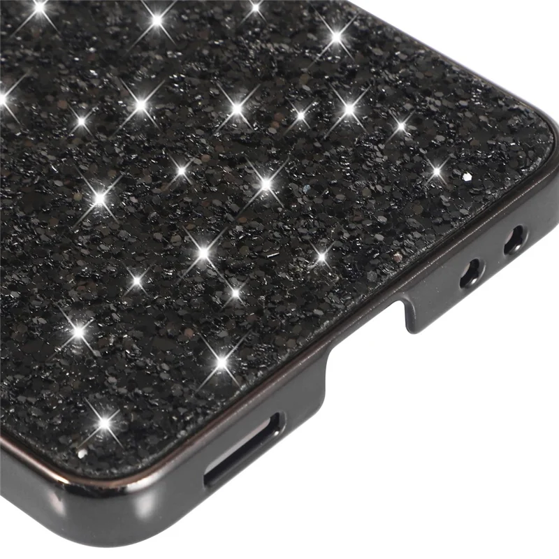 Para Samsung Galaxy Z Flip7 5G Capa PC Brilhante Glitter Capa Traseira do Telefone - Prata