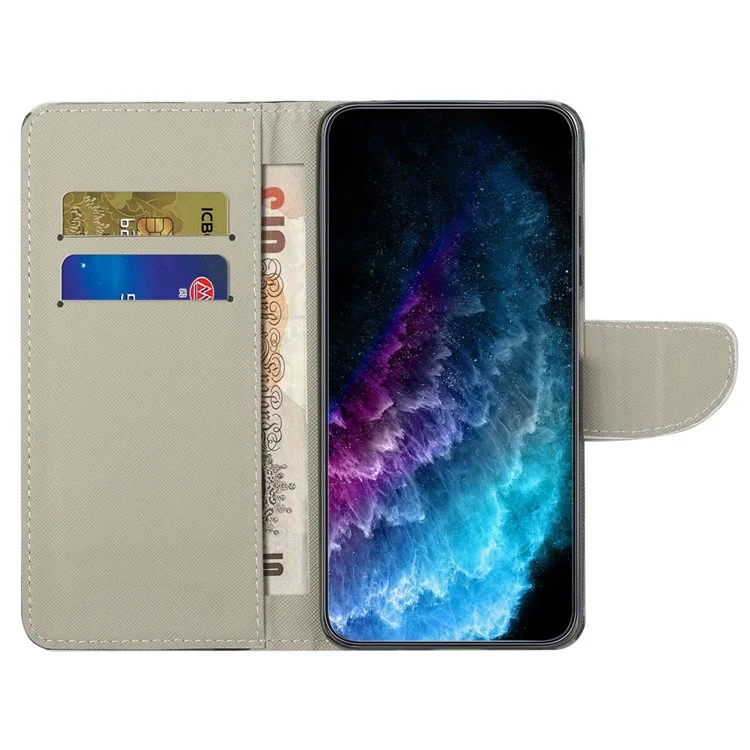 Para Samsung Galaxy A14 5G / A14 4G Cross Texture PU Leather Phone Stand Wallet Case Pattern Printing Shockproof Cover - Green Tree