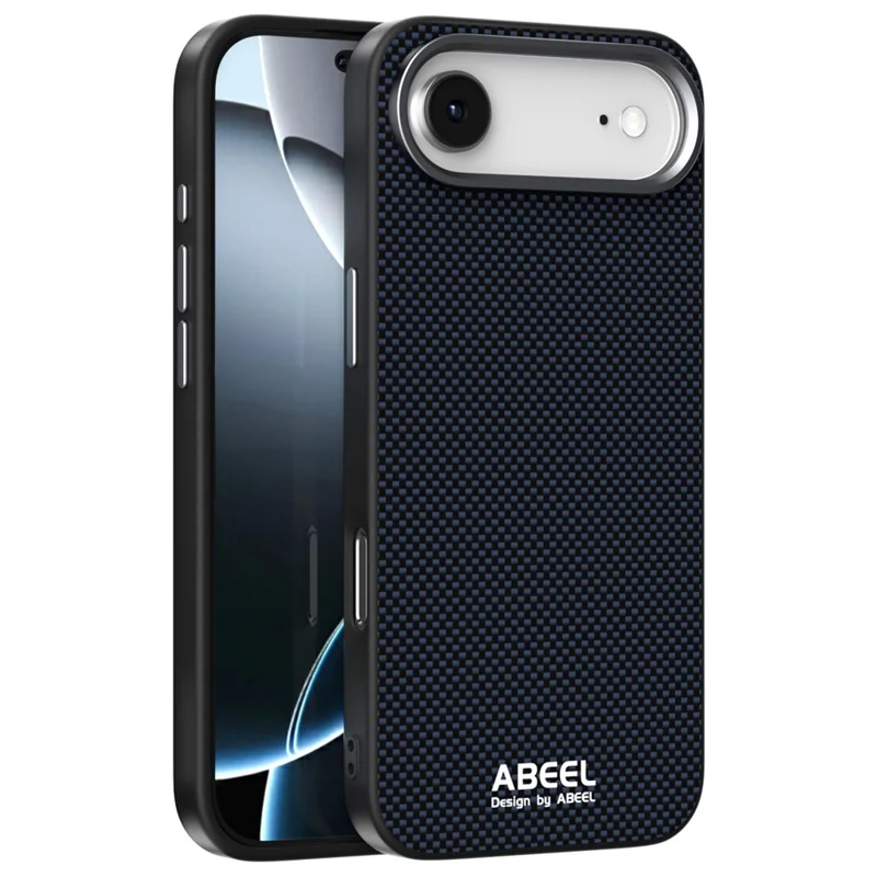 ABEEL Für iPhone 17 Lufthülle Kompatibel mit MagSafe Bedruckter PC TPU Aluminiumlegierung Leder Handyhülle - Schwarz