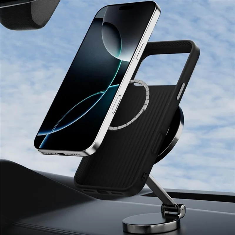 ABEEL For iPhone 17 Pro Case PC + TPU + Aluminum Alloy + PU Leather Phone Cover Compatible with MagSafe - Texture 1