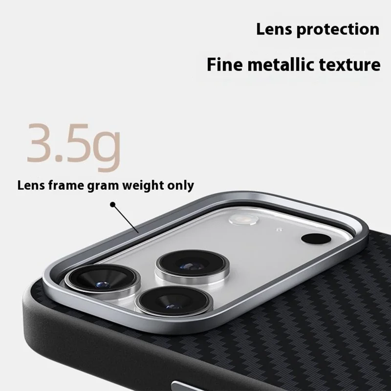 ABEEL Funda para iPhone 17 Pro Max Compatible con MagSafe, Textura de Fibra de Carbono - Negro