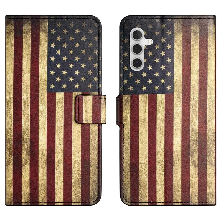 Shockproof Case for Samsung Galaxy A14 5G / A14 4G Wallet Phone Case Pattern Printing PU Leather Folio Flip Cover with Stand - The American Flag