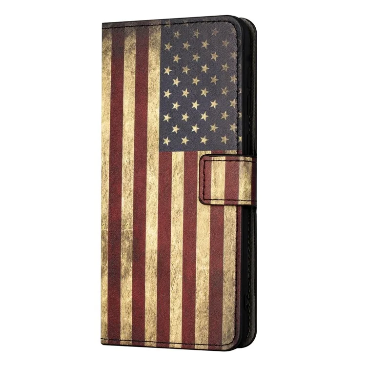 Shockproof Case for Samsung Galaxy A14 5G / A14 4G Wallet Phone Case Pattern Printing PU Leather Folio Flip Cover with Stand - The American Flag