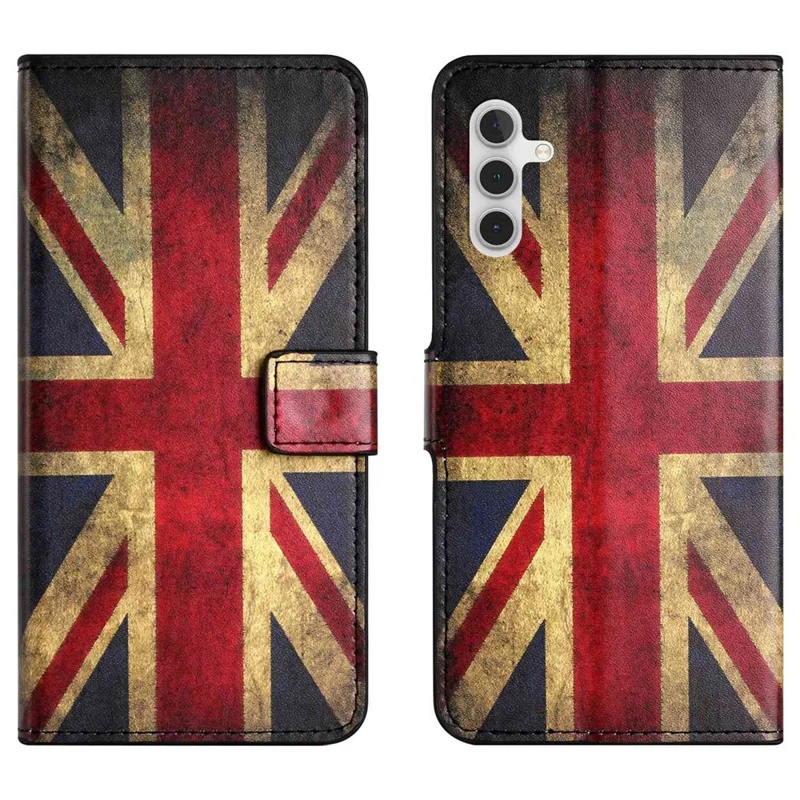 Shockproof Case for Samsung Galaxy A14 5G / A14 4G Wallet Phone Case Pattern Printing PU Leather Folio Flip Cover with Stand - Union Jack