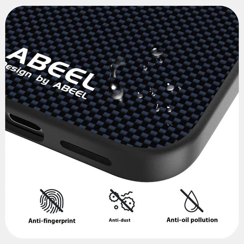 ABEEL Custodia per iPhone 17 Pro Max compatibile con MagSafe in lega di alluminio, PC stampato e TPU, rivestimento in pelle - Nero