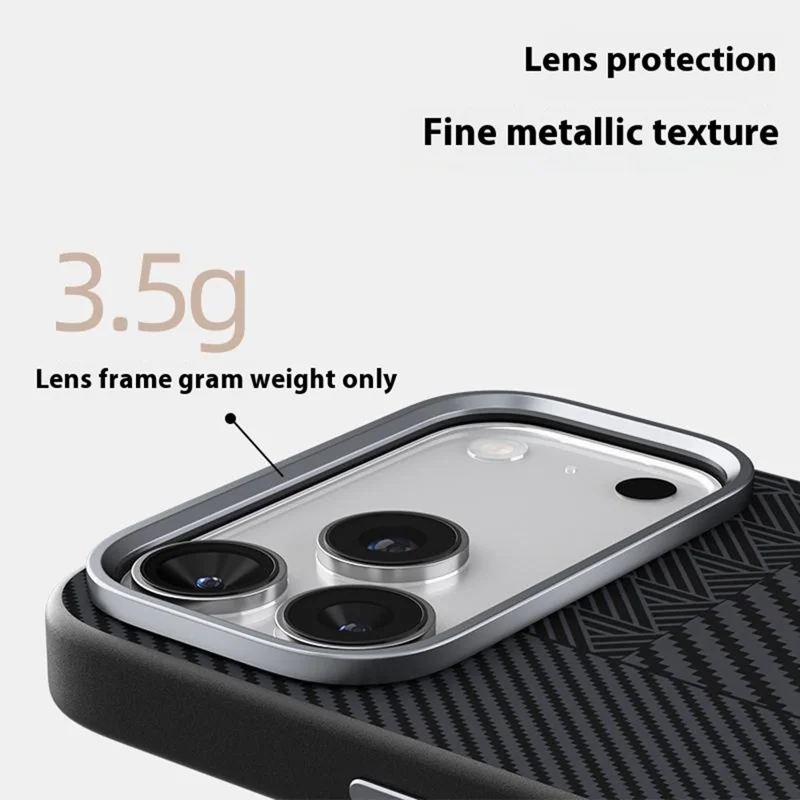 ABEEL Funda para iPhone 17 Pro Max de PC + TPU + Aleación de Aluminio + Cuero PU Compatible con MagSafe - Textura 1