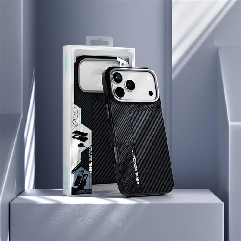 ABEEL Funda para iPhone 17 Pro Max de PC + TPU + Aleación de Aluminio + Cuero PU Compatible con MagSafe - Textura 1