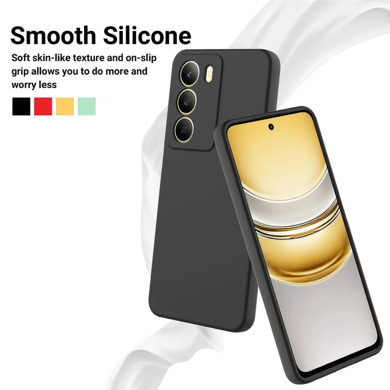 For Realme C75 5G  /  C73 5G Liquid Silicone Case Phone Back Cover with Hand Strap - Black