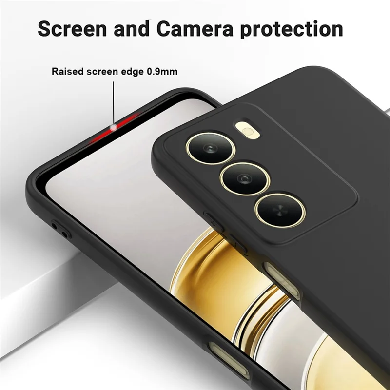 For Realme C75 5G  /  C73 5G Liquid Silicone Case Phone Back Cover with Hand Strap - Black