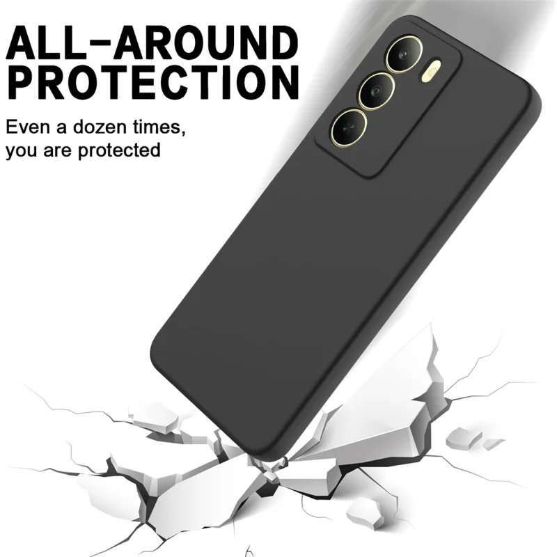 For Realme C75 5G  /  C73 5G Liquid Silicone Case Phone Back Cover with Hand Strap - Black