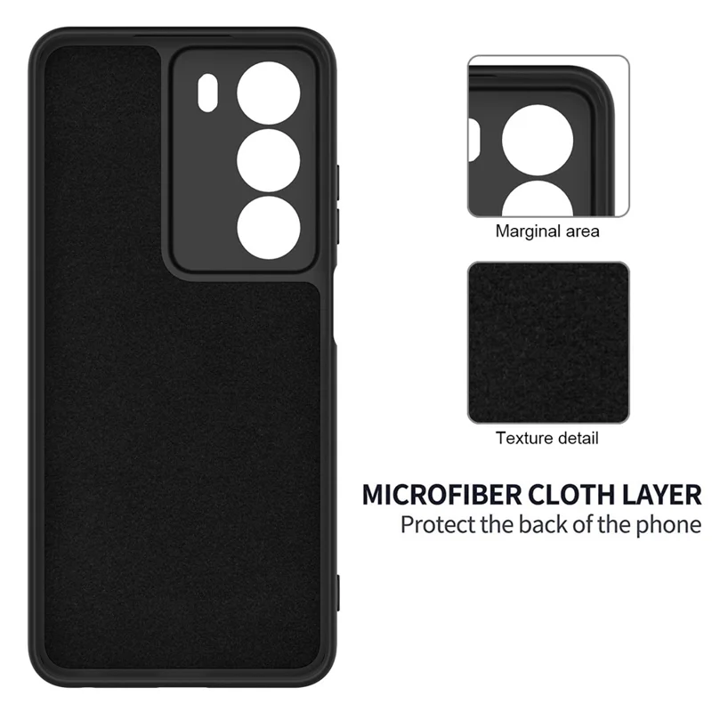For Realme C75 5G  /  C73 5G Liquid Silicone Case Phone Back Cover with Hand Strap - Black