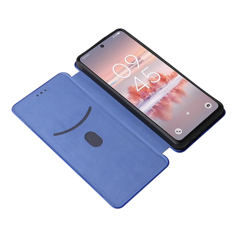 Funda de piel de PU a prueba de golpes con textura de fibra de carbono para TCL 60 NxtPaper 4G - Azul