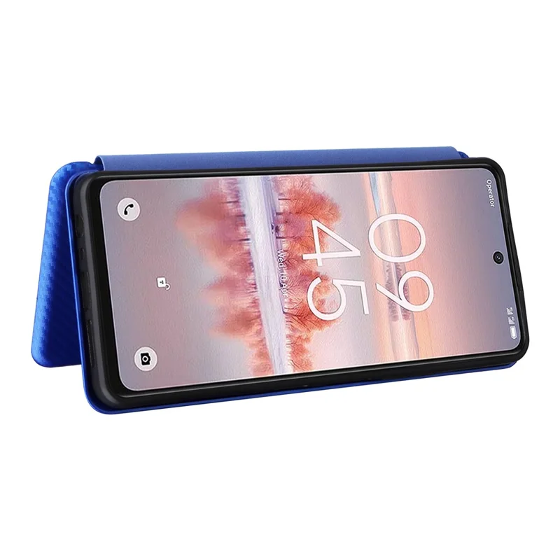 Funda de piel de PU a prueba de golpes con textura de fibra de carbono para TCL 60 NxtPaper 4G - Azul