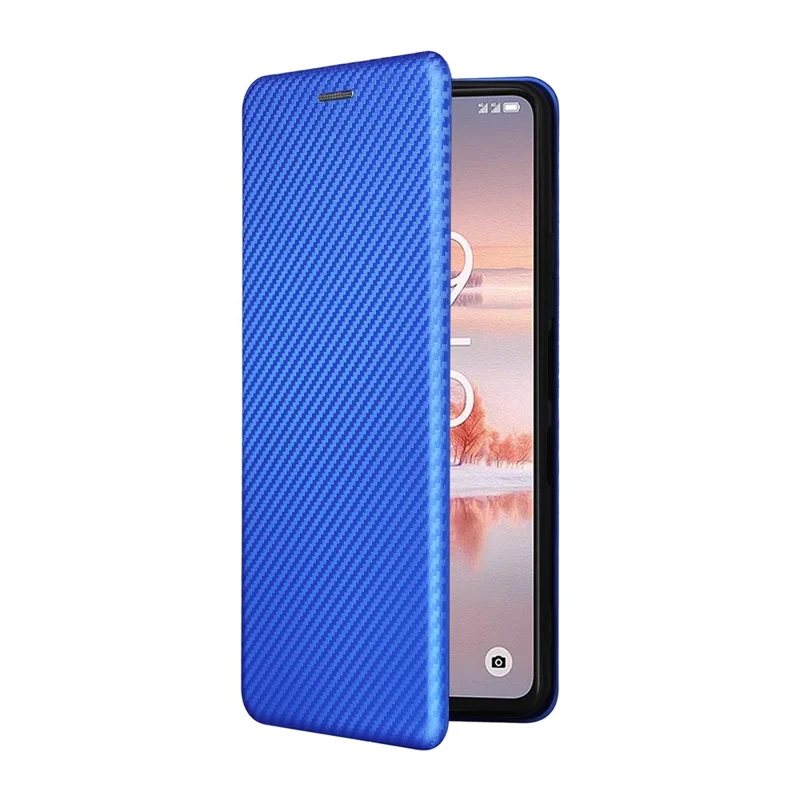 Funda de piel de PU a prueba de golpes con textura de fibra de carbono para TCL 60 NxtPaper 4G - Azul