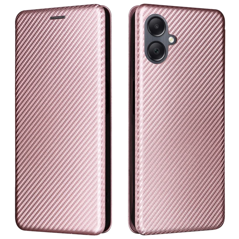 Funda para Samsung Galaxy A07 5G con Textura de Fibra de Carbono Antigolpes, Cuero PU - Oro Rosa