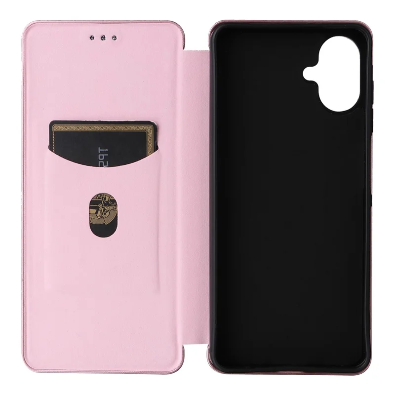 Funda para Samsung Galaxy A07 5G con Textura de Fibra de Carbono Antigolpes, Cuero PU - Oro Rosa