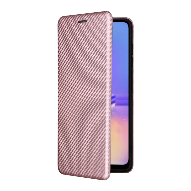 Funda para Samsung Galaxy A07 5G con Textura de Fibra de Carbono Antigolpes, Cuero PU - Oro Rosa
