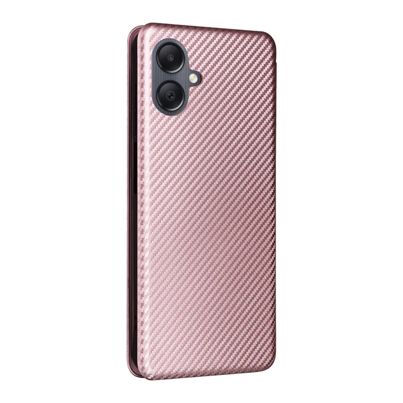 Funda para Samsung Galaxy A07 5G con Textura de Fibra de Carbono Antigolpes, Cuero PU - Oro Rosa