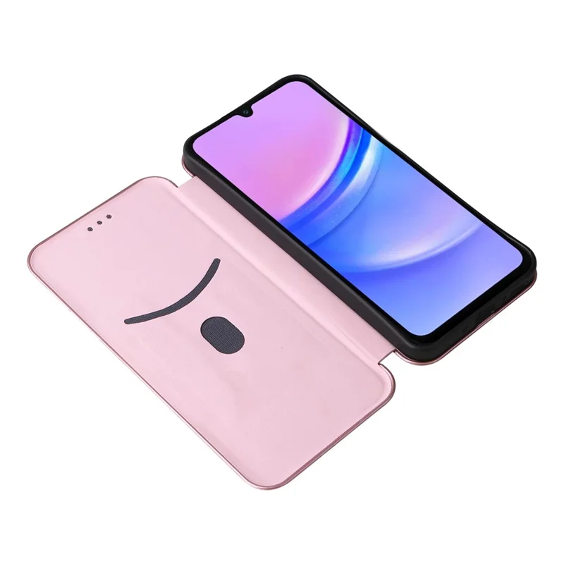 Capa para Samsung Galaxy A17 5G com Textura de Fibra de Carbono à Prova de Queda, Couro PU - Ouro Rosa