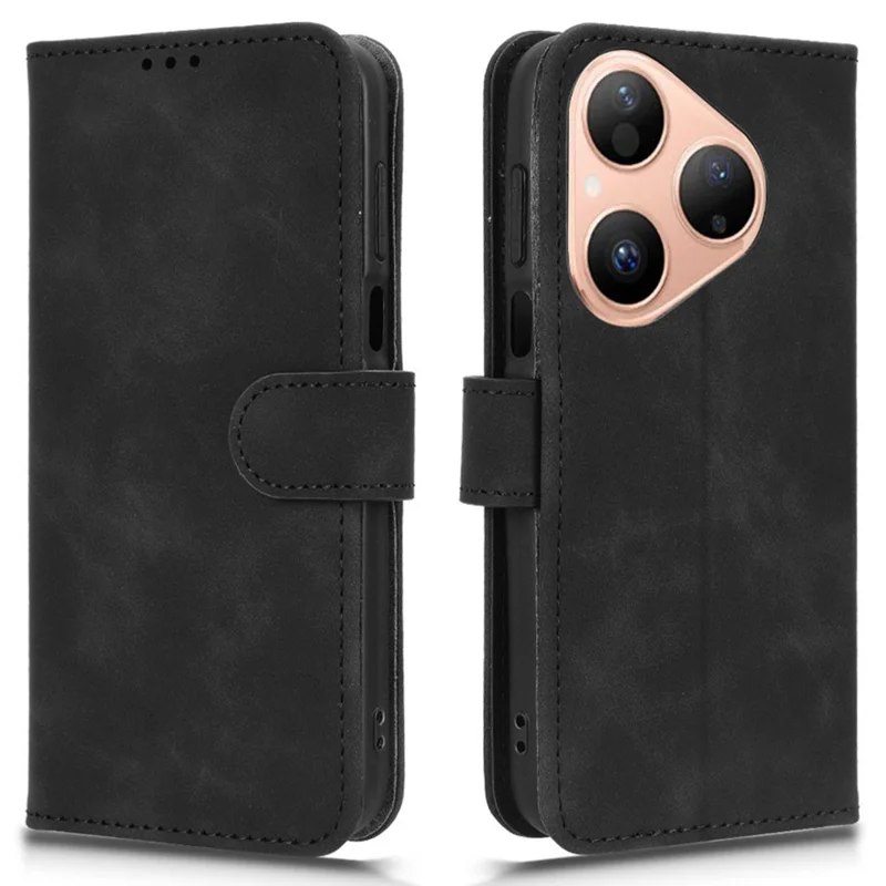 Capa de Couro para Huawei Pura 80 - Estilo Couro, Antiderrapante, Carteira Flip, Capa de Telefone - Preto