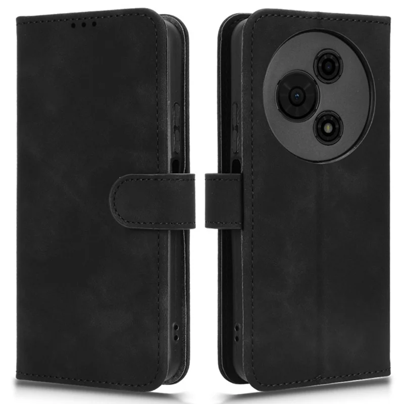 Cover a portafoglio in pelle per TCL 605 4G con sensazione di pelle, antiurto - Nero