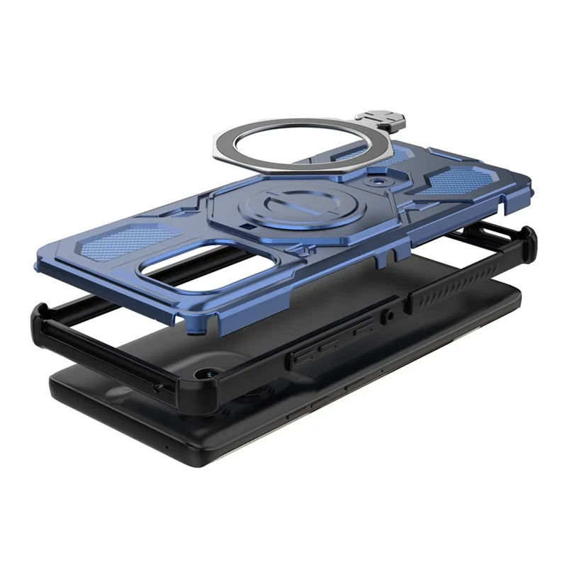 Für Motorola Edge 50 5G Magnetische Hülle mit rotierendem Metallständer PC + TPU Handyrückseite - Dunkelblau