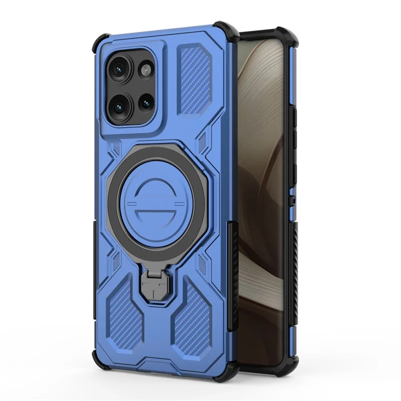 Für Motorola Edge 50 5G Magnetische Hülle mit rotierendem Metallständer PC + TPU Handyrückseite - Dunkelblau