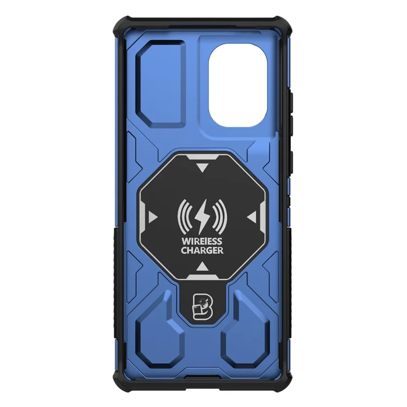 Pour Motorola Edge 50 Fusion 5G Étui Magnétique avec Support Métallique Rotatif PC + TPU Protection Arrière de Téléphone - Bleu Foncé