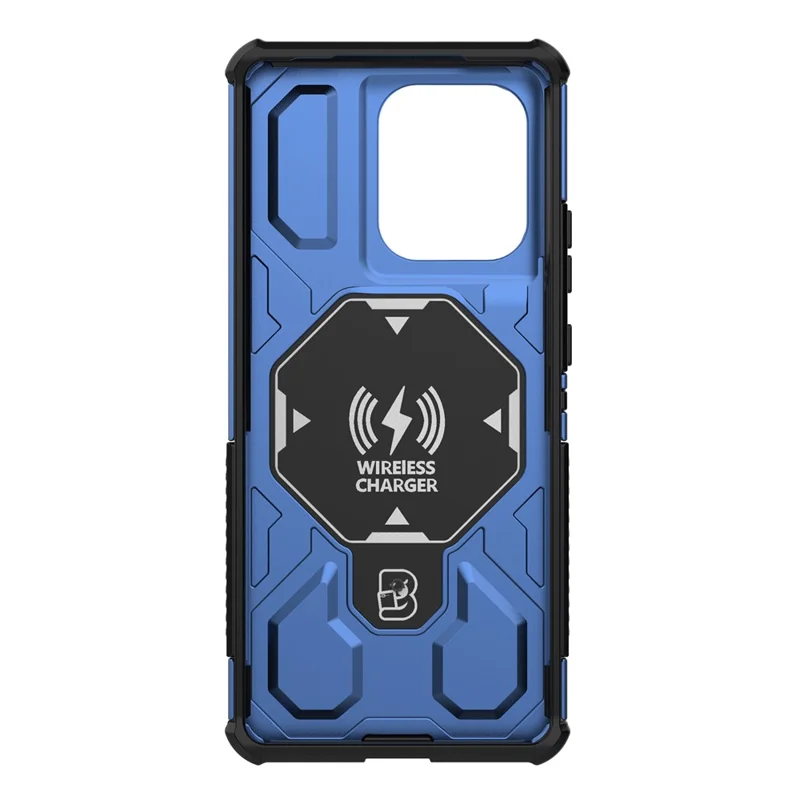 Pour Motorola Edge 50 Pro 5G Étui Magnétique avec Support Métallique Rotatif PC + TPU Coque Arrière de Téléphone - Bleu Foncé