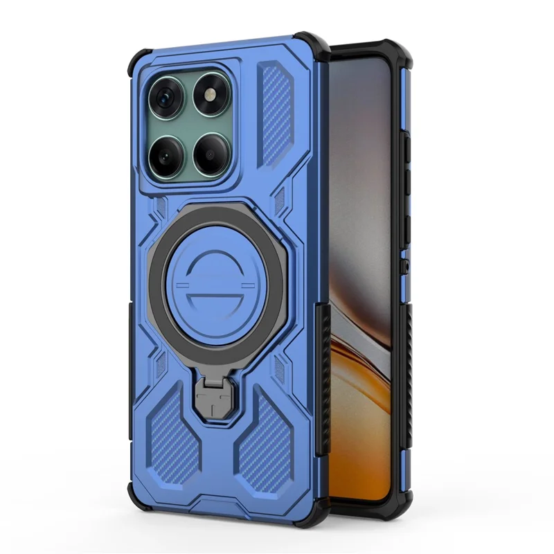 Para Motorola Edge 60 Fusion 5G Capa Magnética com Suporte Metálico Rotativo PC + TPU para Celular - Azul Escuro