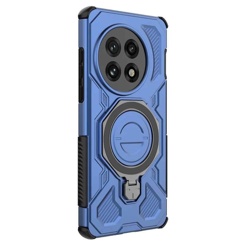 For OnePlus 13 Magnetic Case Rotating Metal Kickstand PC + TPU Phone Back Cover - Dark Blue