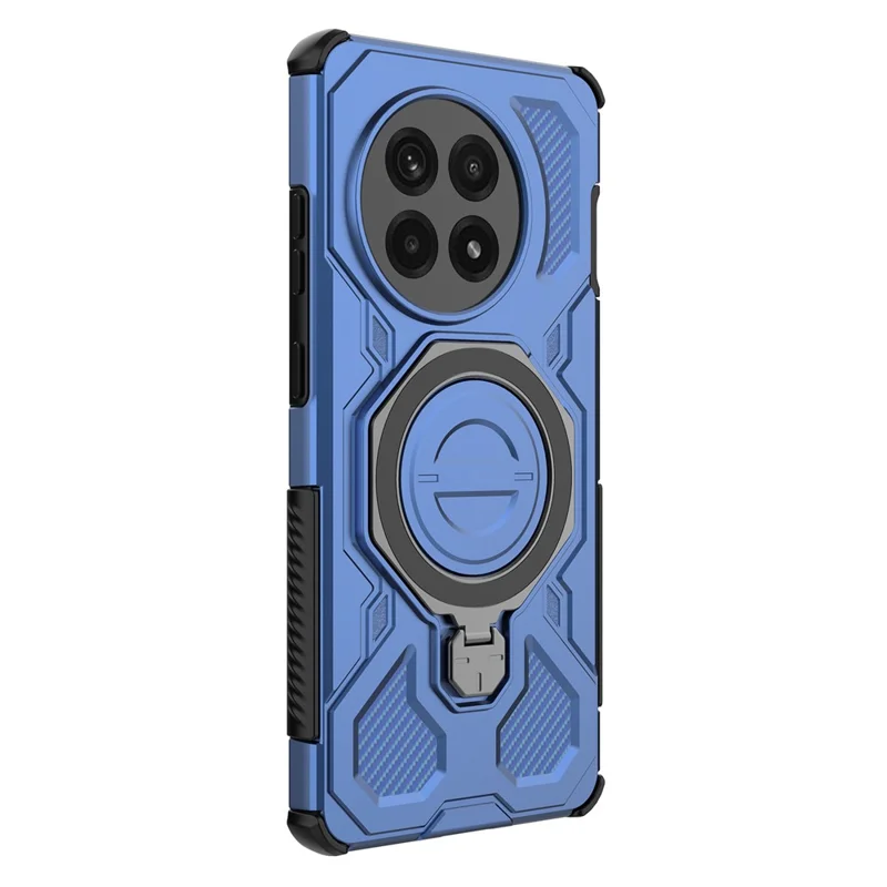 Capa de Celular Magnética para OnePlus Ace 5 Pro 5G / Ace 5 5G / 13R 5G com Suporte Giratório de Metal em PC + TPU - Azul Escuro